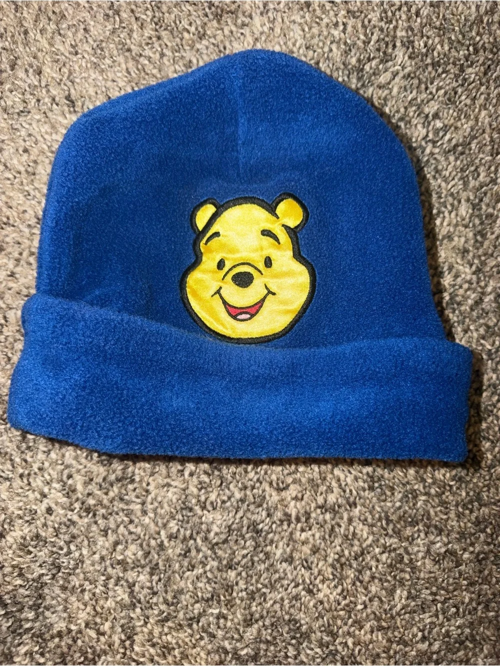 Vintage Disney Winnie the Pooh little Kids Fleece Beanie Hat Blue Yellow Disney